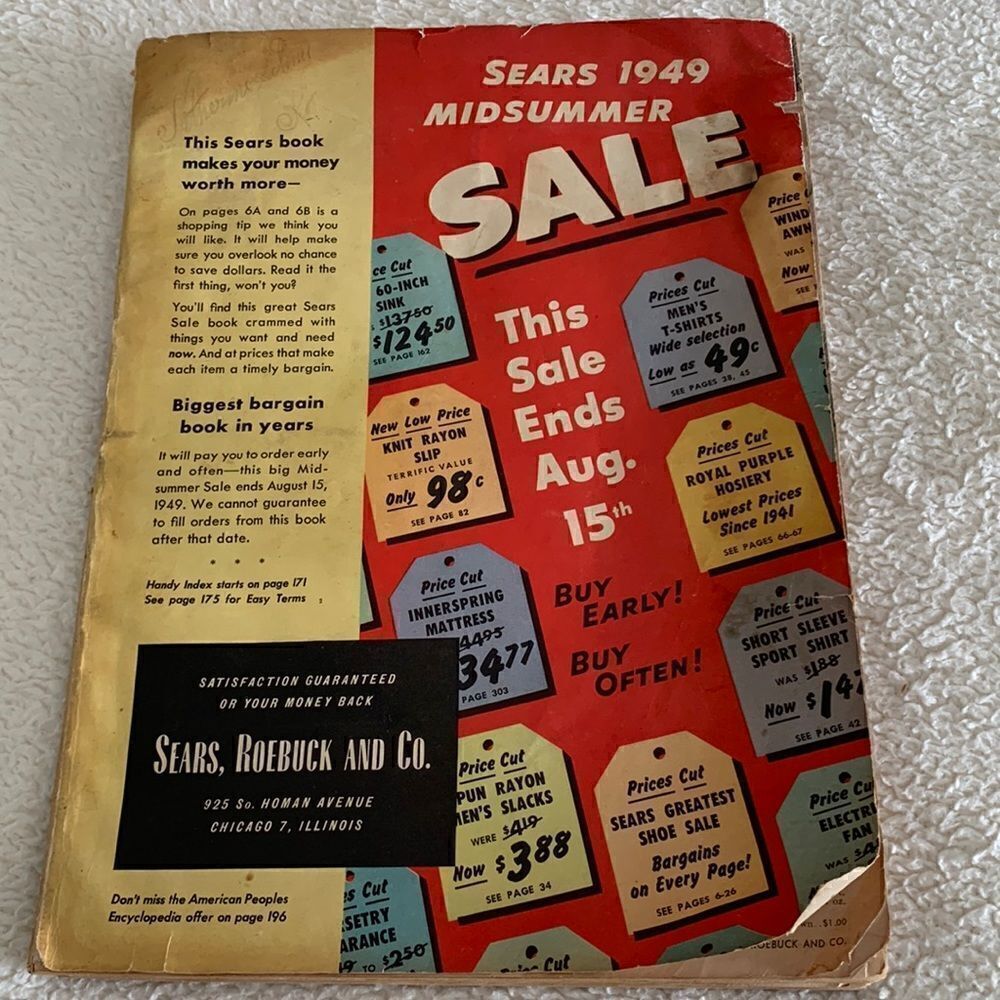 Vintage Sears‎ 1949 Mid Summer Shopping Sale toy Catalog Book